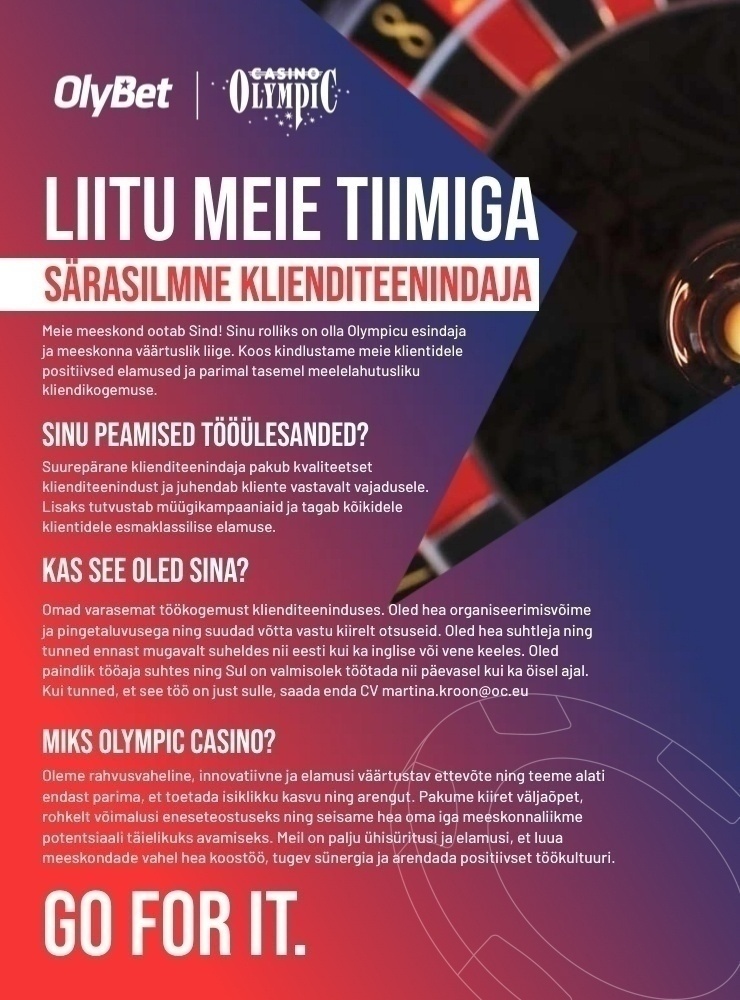 OLYMPIC ENTERTAINMENT GROUP AS Liitu Olympic Casino Järve Meeskonnaga!