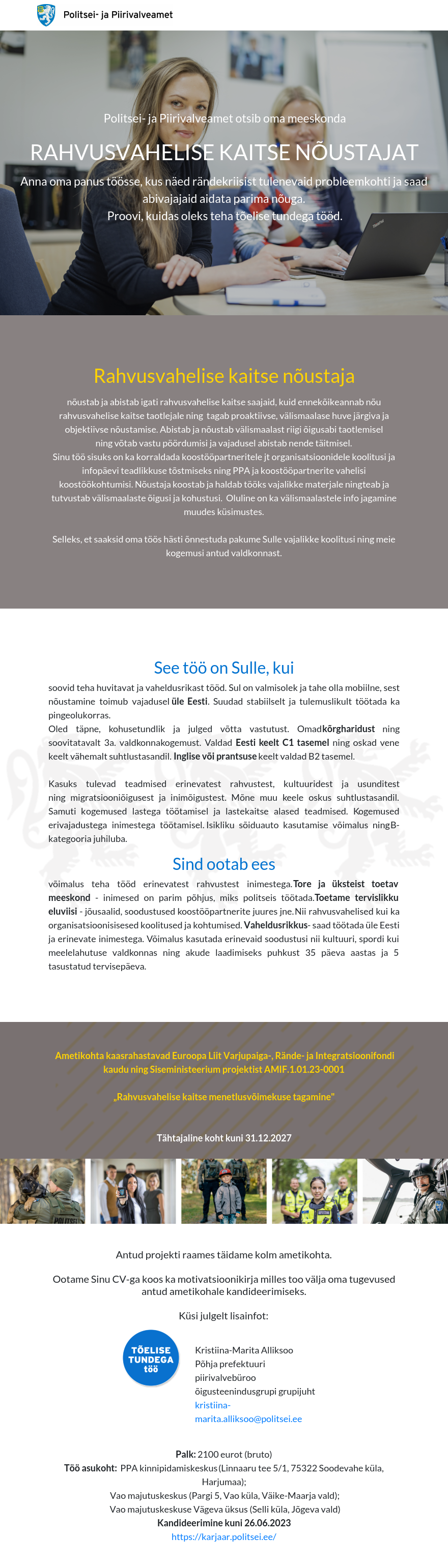 Politsei- ja Piirivalveamet Rahvusvahelise kaitse nõustaja