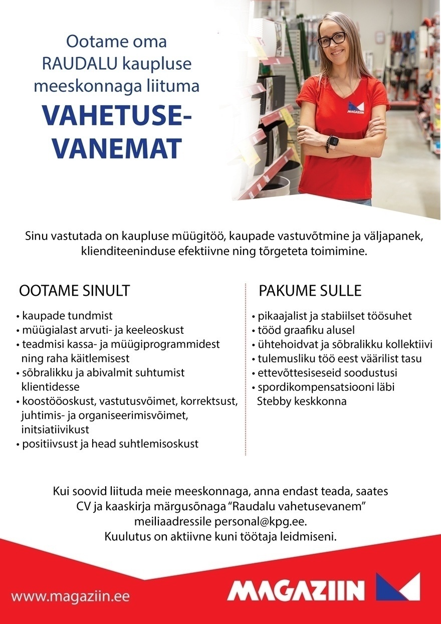 KPG Kaubanduse OÜ Raudalu Magaziin vahetusevanem