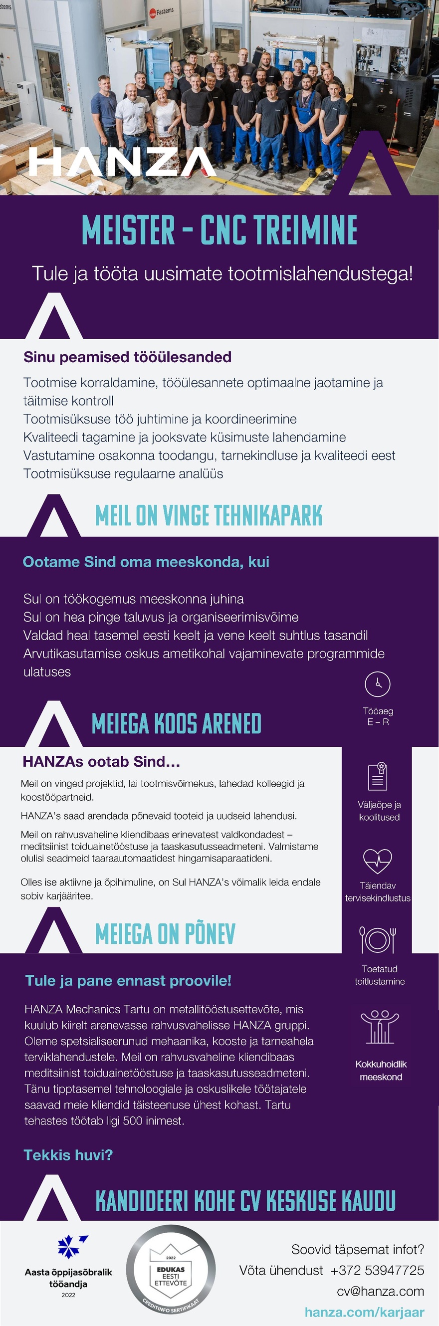 HANZA Mechanics  Tartu AS Meister (CNC treimine)