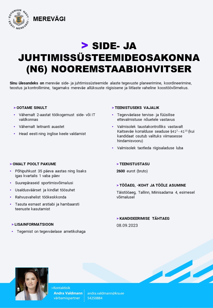 Merevägi Side- ja juhtimissüsteemideosakonna (N6) nooremstaabiohvitser