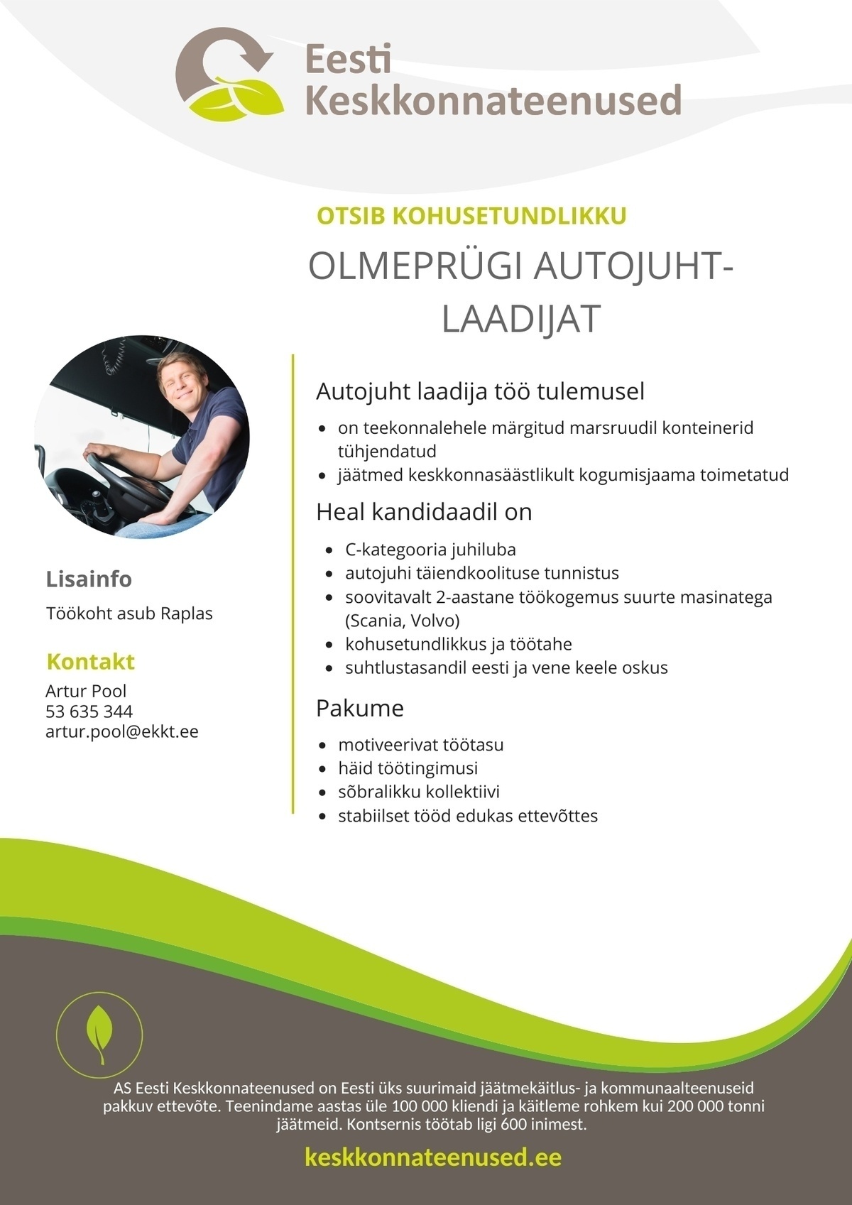 Eesti Keskkonnateenused AS Olmeprügi autojuht-laadija