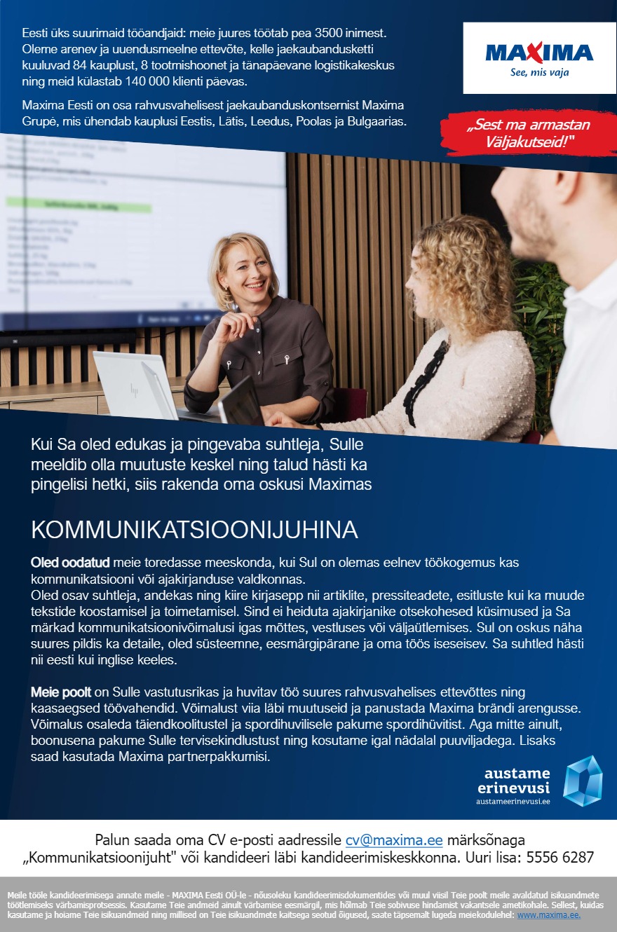 MAXIMA Eesti OÜ Kommunikatsioonijuht