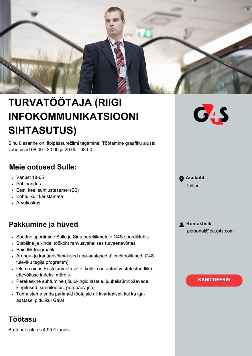 AS G4S Eesti Riigi Infokommunikatsiooni Sihtasutuse turvatöötaja