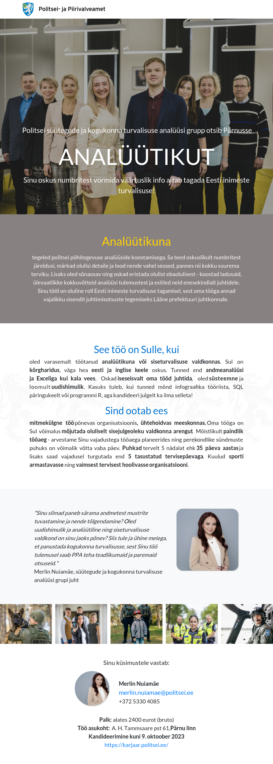 Politsei- ja Piirivalveamet Analüütik