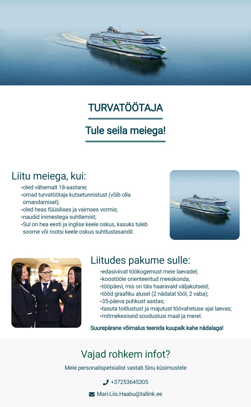 Tallink Grupp AS Laeva turvatöötaja