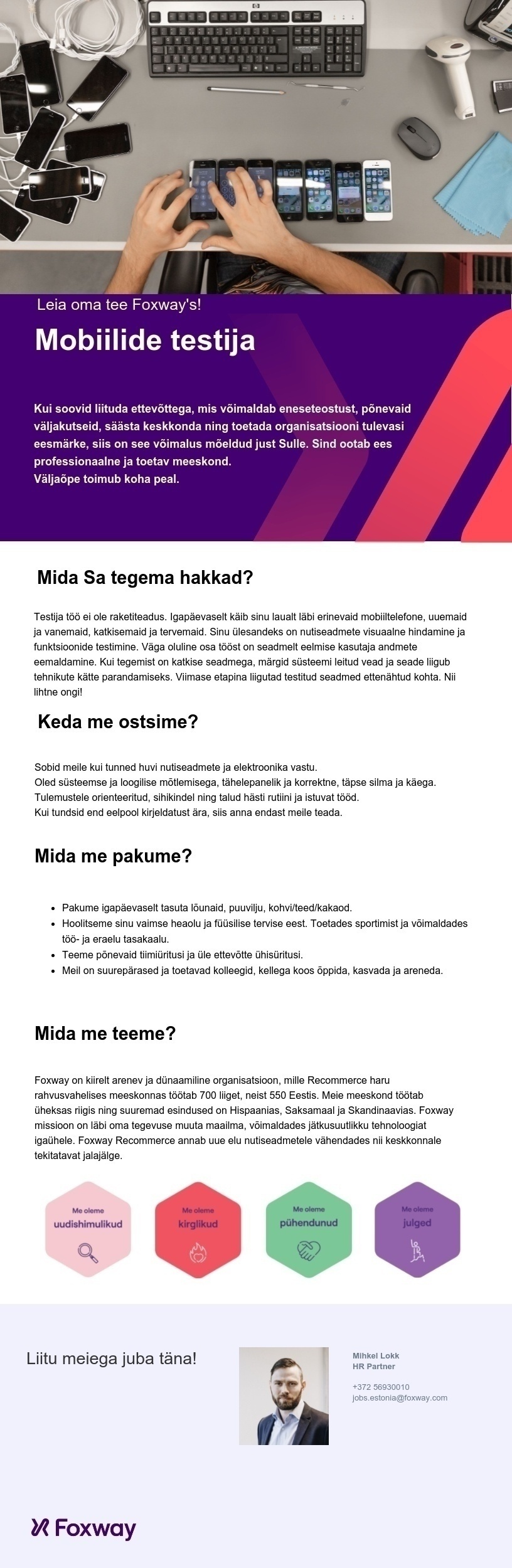 Foxway OÜ Mobiilide testija