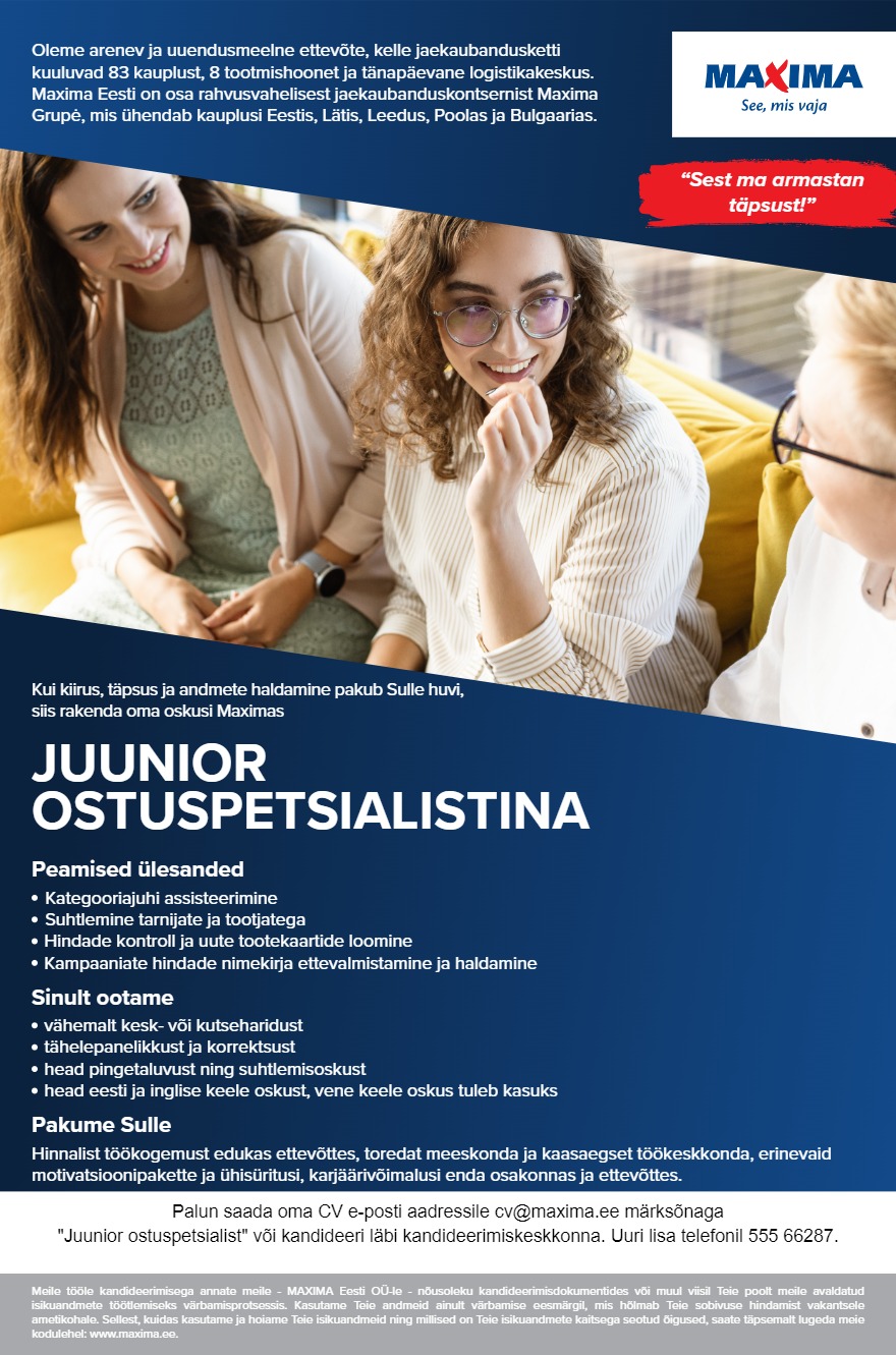 MAXIMA Eesti OÜ Juunior ostuspetsialist