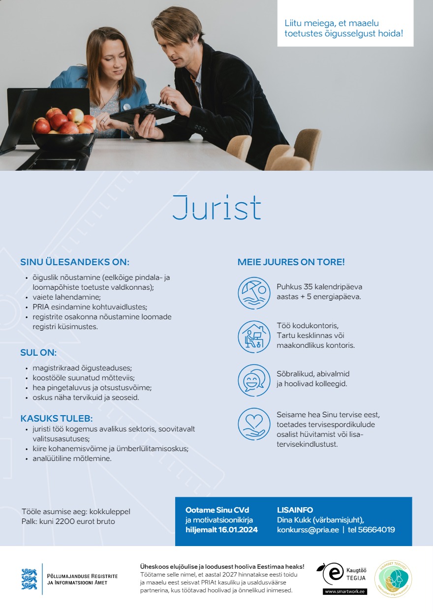 Põllumajanduse Registrite ja Informatsiooni Amet Jurist