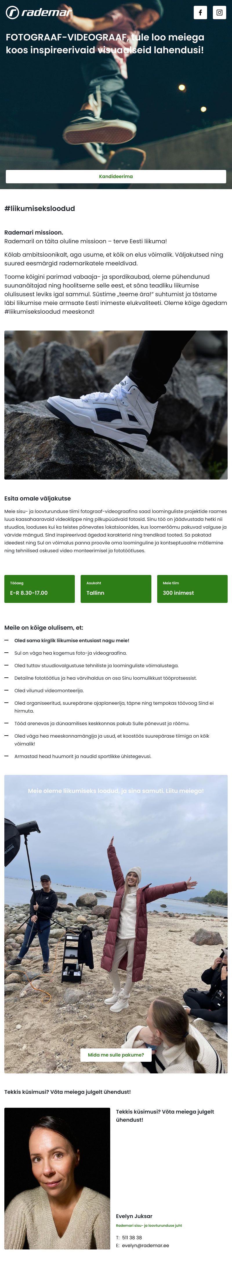 Rademar OÜ Fotograaf-videograaf