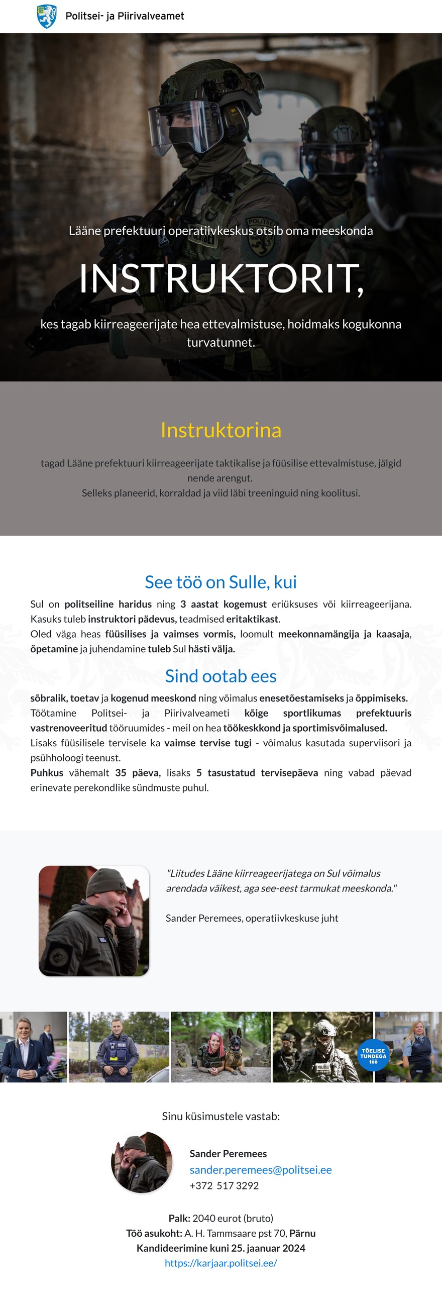 Politsei- ja Piirivalveamet Instruktor