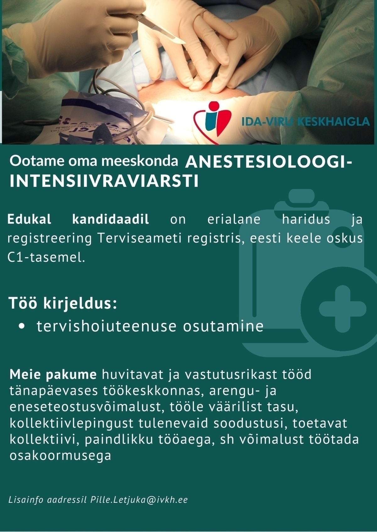 Ida-Viru Keskhaigla SA Anestesioloog-intensiivraviarst