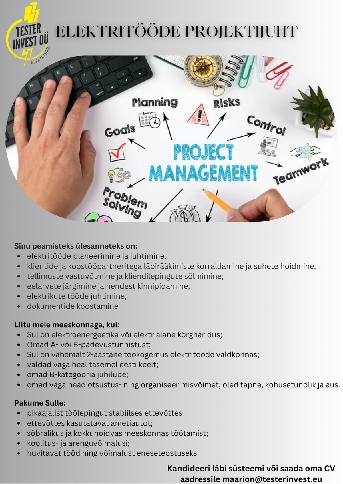 TESTER INVEST OÜ Elektritööde projektijuht