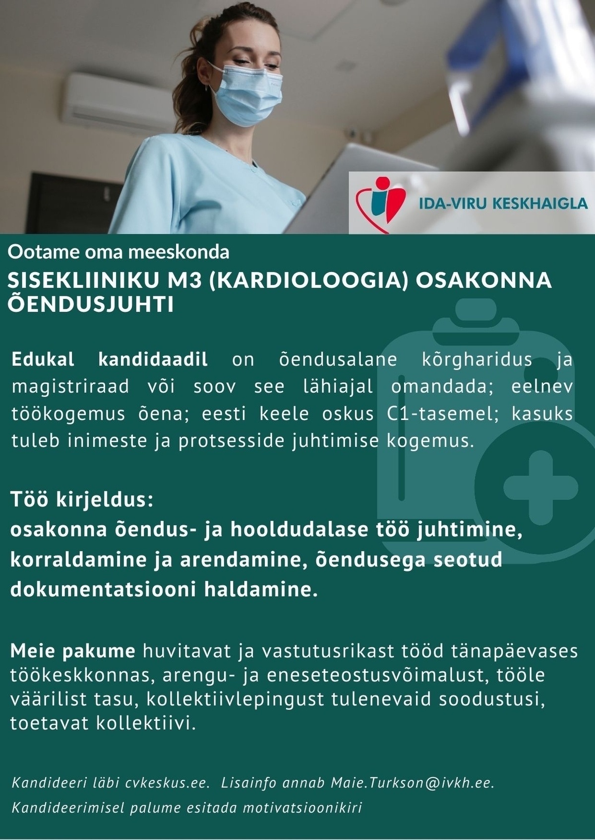 Ida-Viru Keskhaigla SA Sisekliiniku M3 (kardioloogia) osakonna õendusjuht