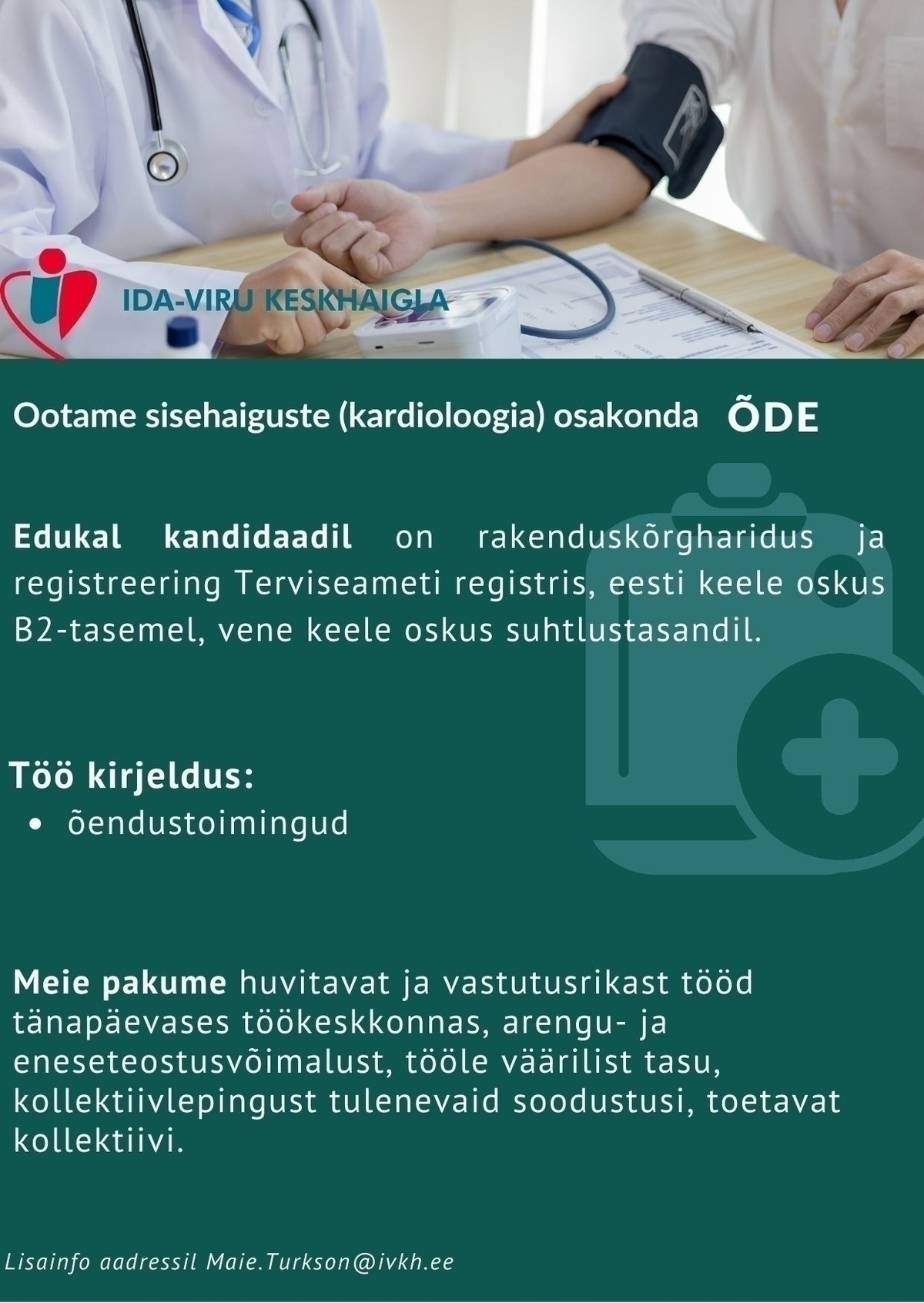 Ida-Viru Keskhaigla SA Õde sisekliiniku kardioloogia osakonda