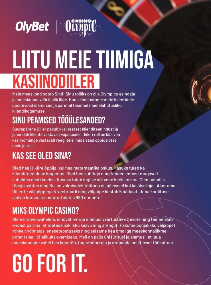 OLYMPIC ENTERTAINMENT GROUP AS Otsime särasilmset esinduskasiino diilerit!