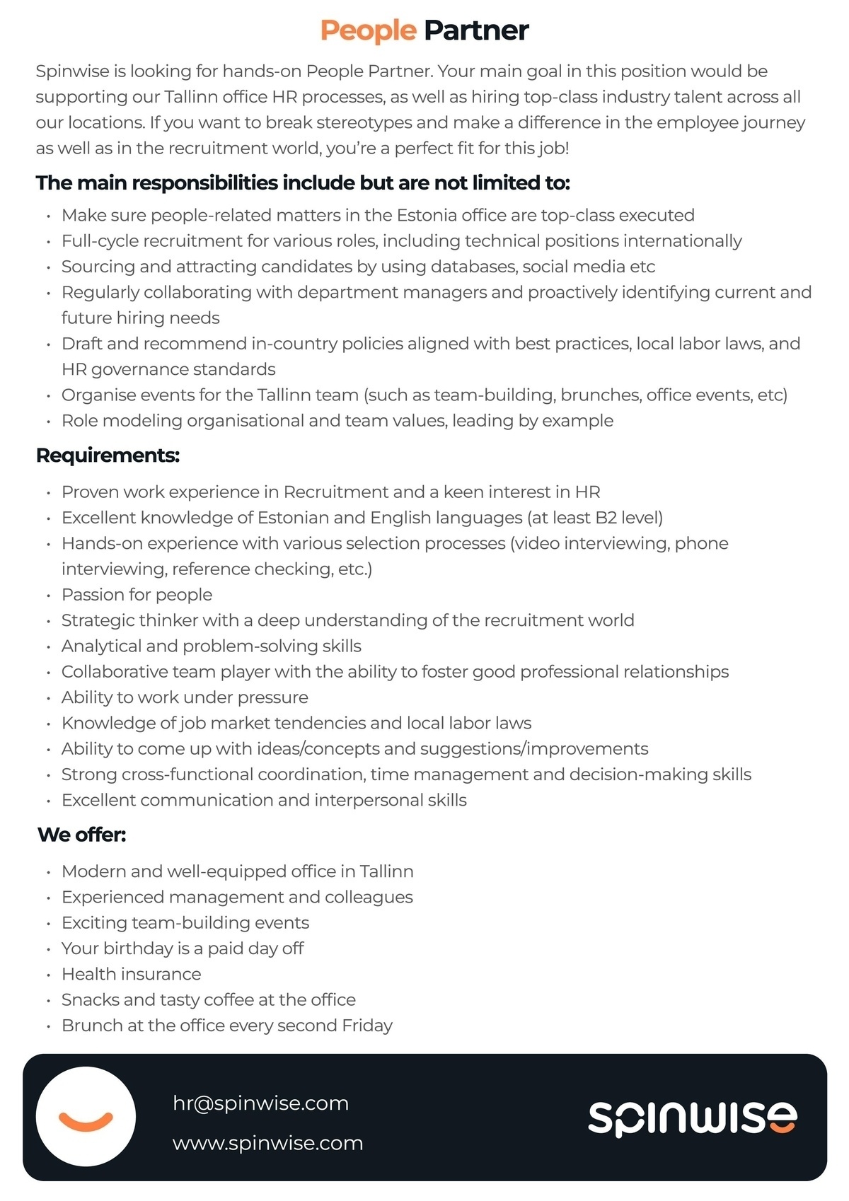 HITZ GAMING OÜ People Partner