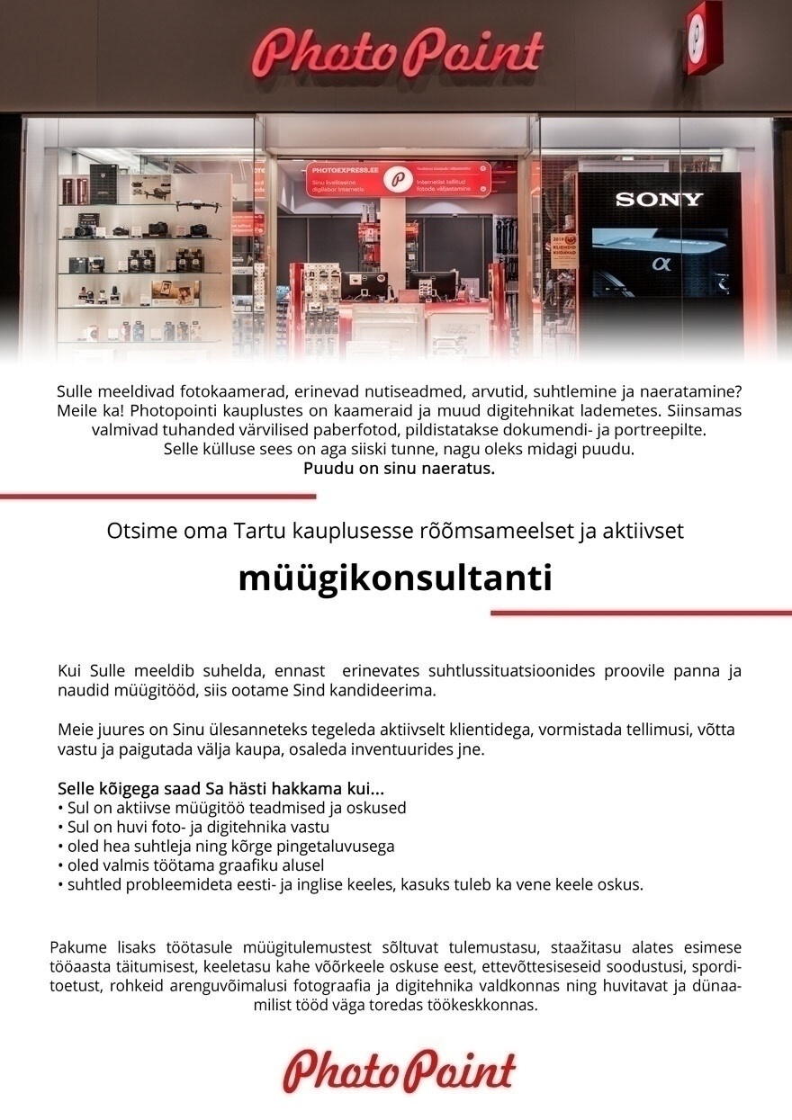 Nordic Digital AS Müügikonsultant (Lõunakeskuse esinduskauplus)