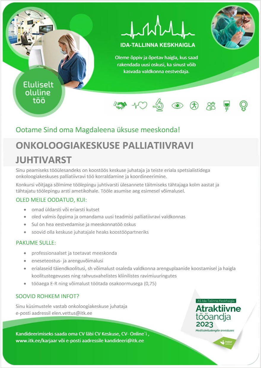 AS Ida-Tallinna Keskhaigla Onkoloogiakeskuse palliatiivravi juhtivarst