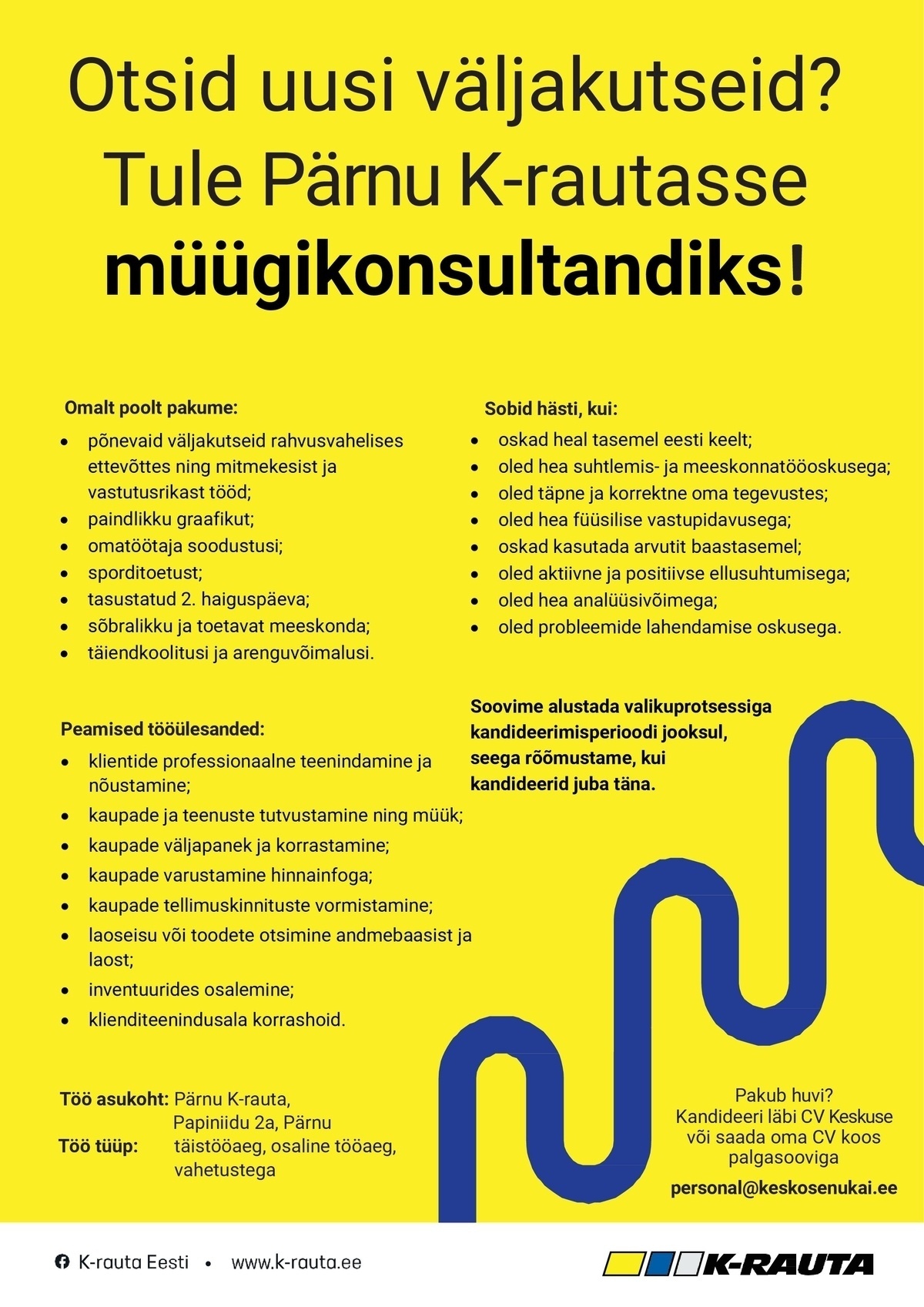 Kesko Senukai Estonia AS Müügikonsultant Pärnu K-rauta