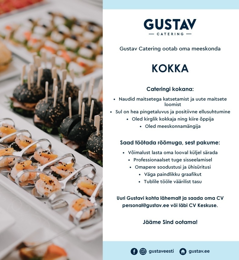 GUSTAV CAFE OÜ KOKK Gustav Cateringi