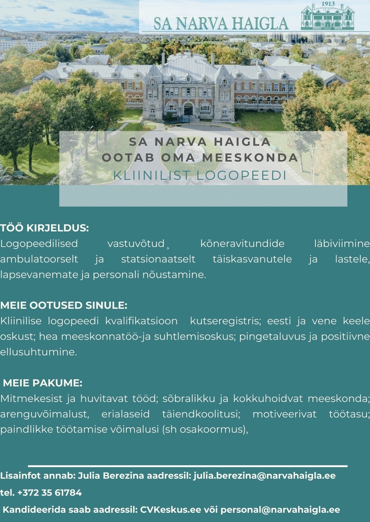 Narva Haigla SA Kliiniline logopeed