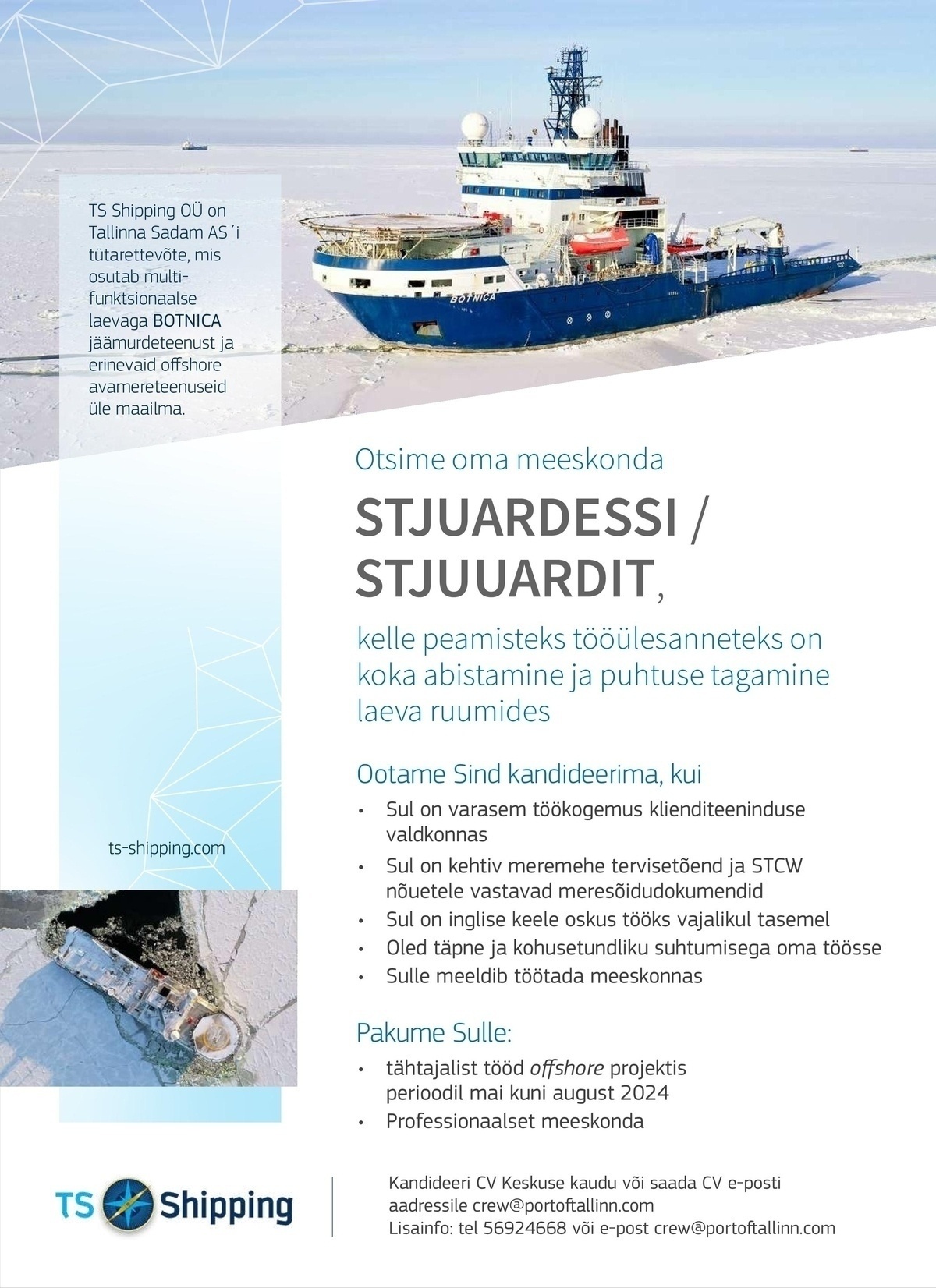 TS Shipping OÜ Stjuardessi/Stjuuardit