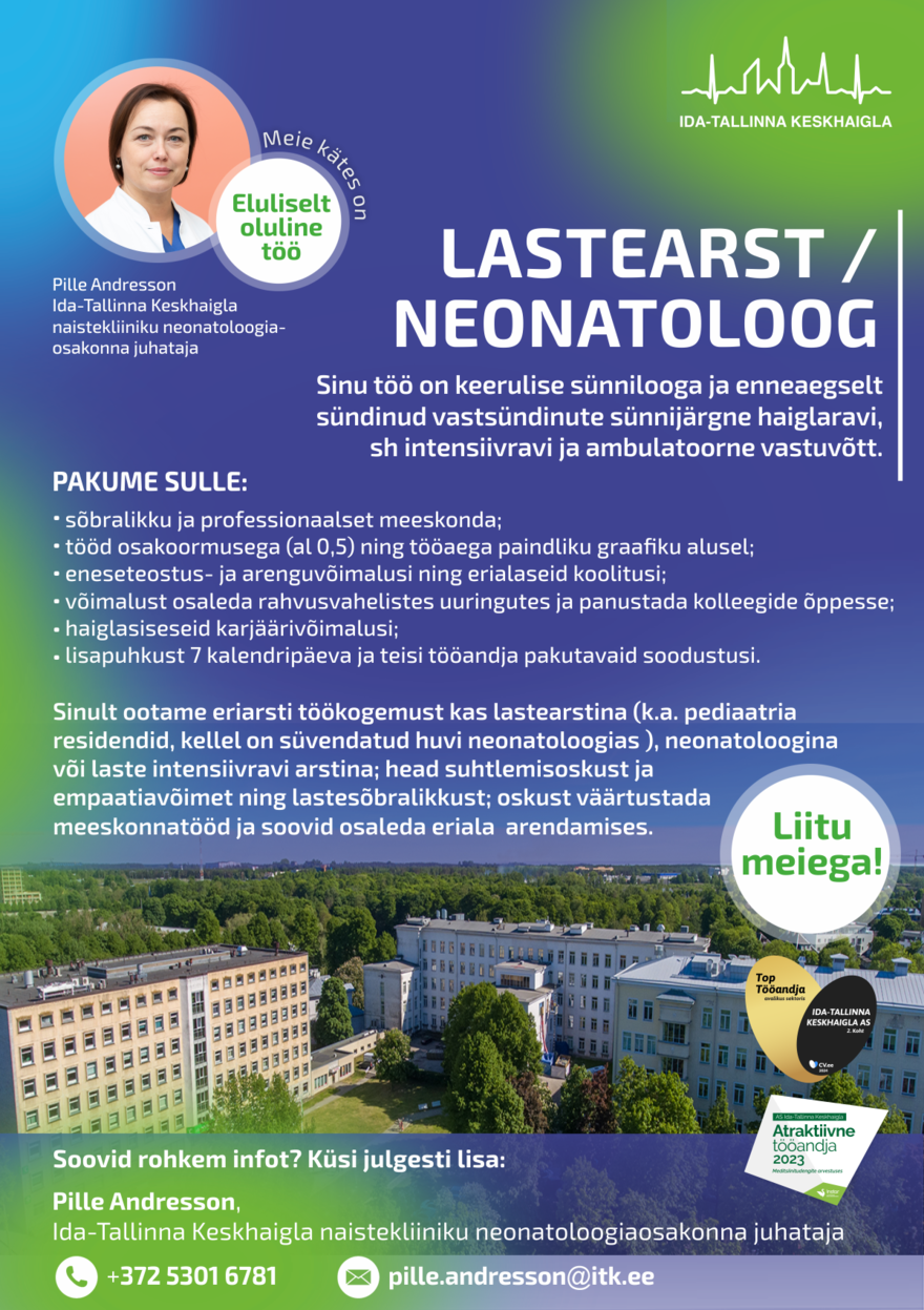 AS Ida-Tallinna Keskhaigla Lastearst/neonatoloog