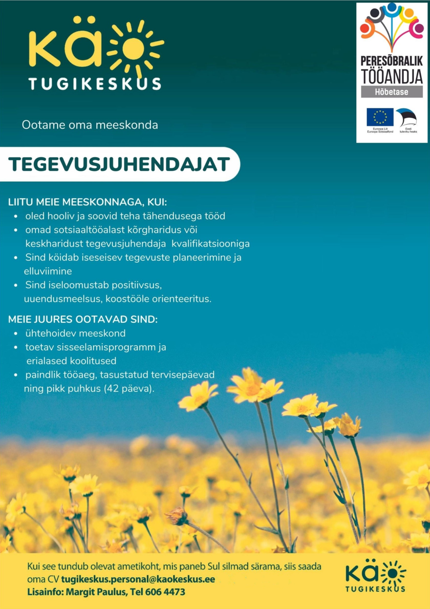 Käo Tugikeskus Käo Tugikeskuse tegevusjuhendaja
