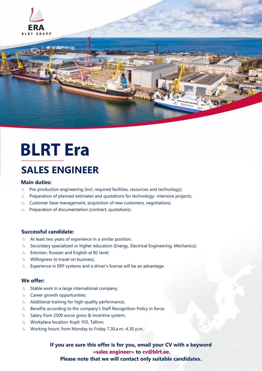 BLRT ERA Sales engineer (energetics / electricity)
