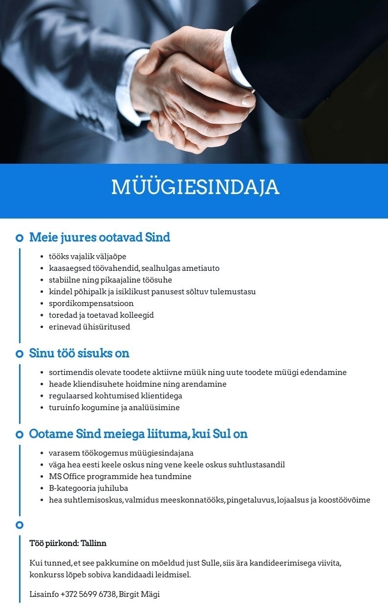 Eugesta Eesti OÜ Müügiesindaja
