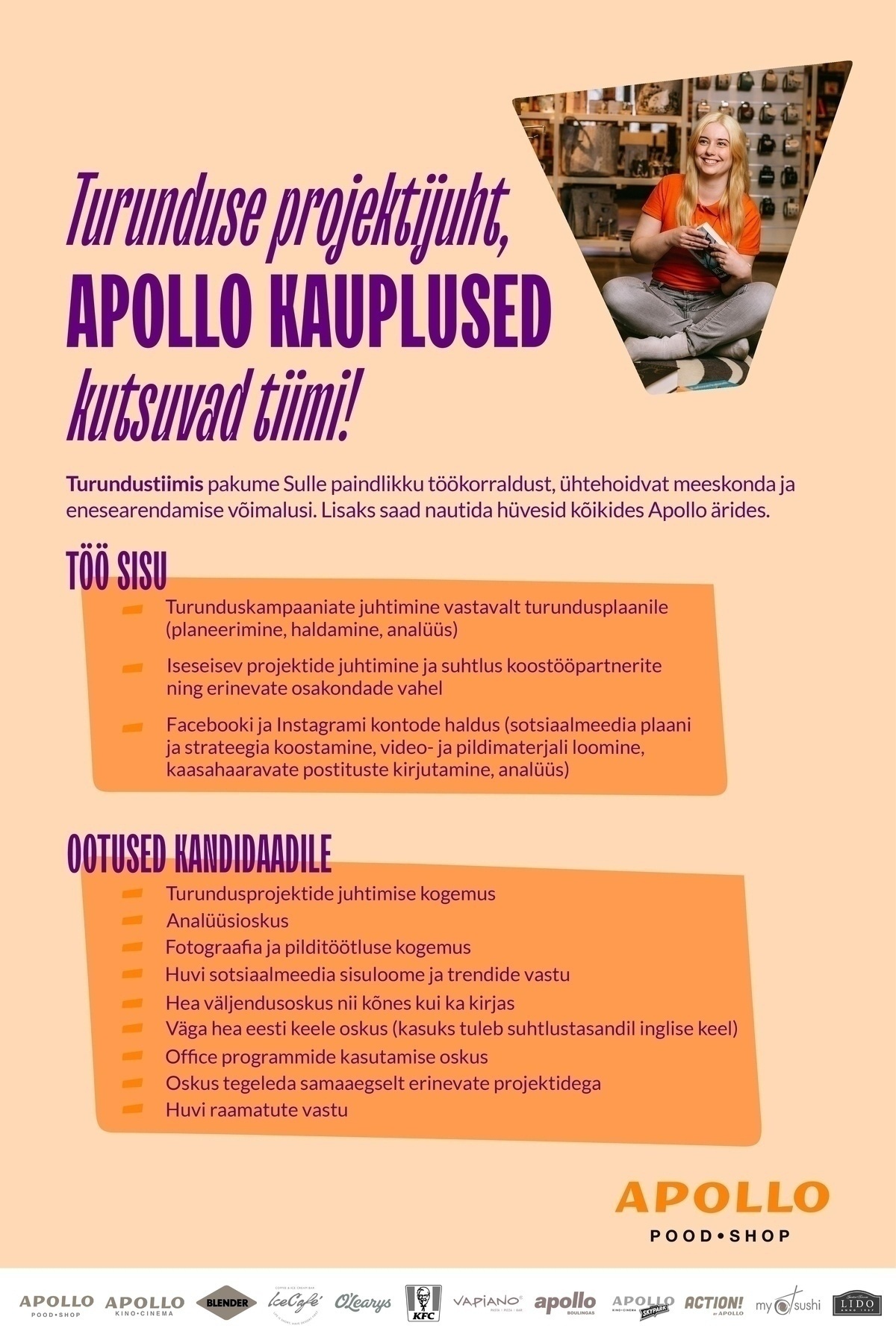 Apollo Kauplused OÜ Turunduse projektijuht, Apollo Kauplused kutsuvad tiimi!
