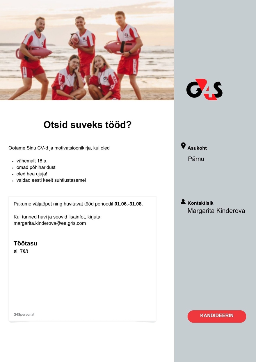 AS G4S Eesti Vetelpäästja Pärnu rannas