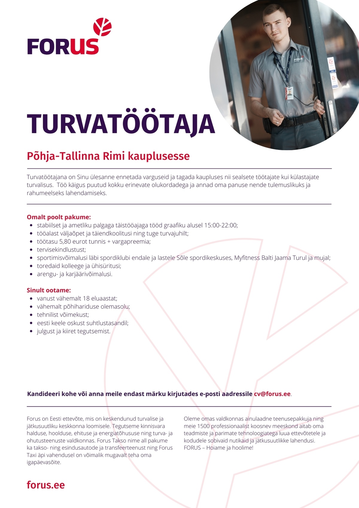Forus Security AS Turvatöötaja Põhja-Tallinnas