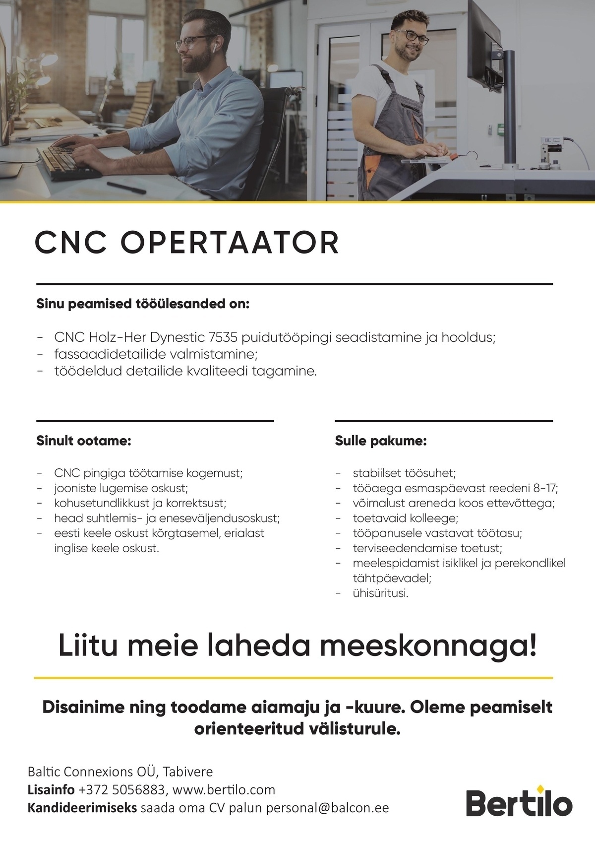 Baltic Connexions OÜ CNC-pingi operaator