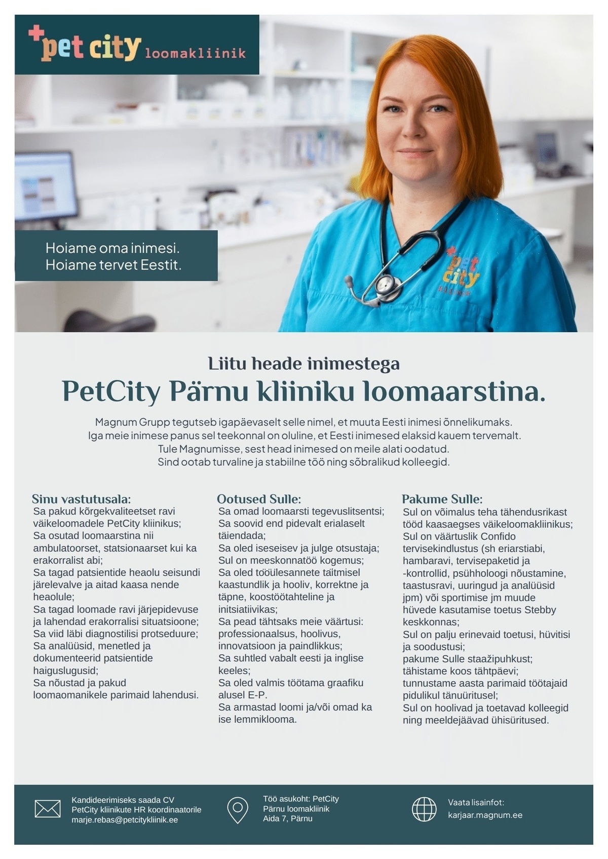 Eesti Veterinaaria Kliinikum OÜ Loomaarst PetCity Pärnu loomakliinikus