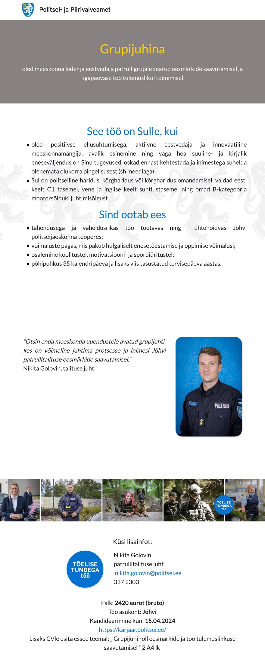 Politsei- ja Piirivalveamet Jõhvi patrullitalituse grupijuht