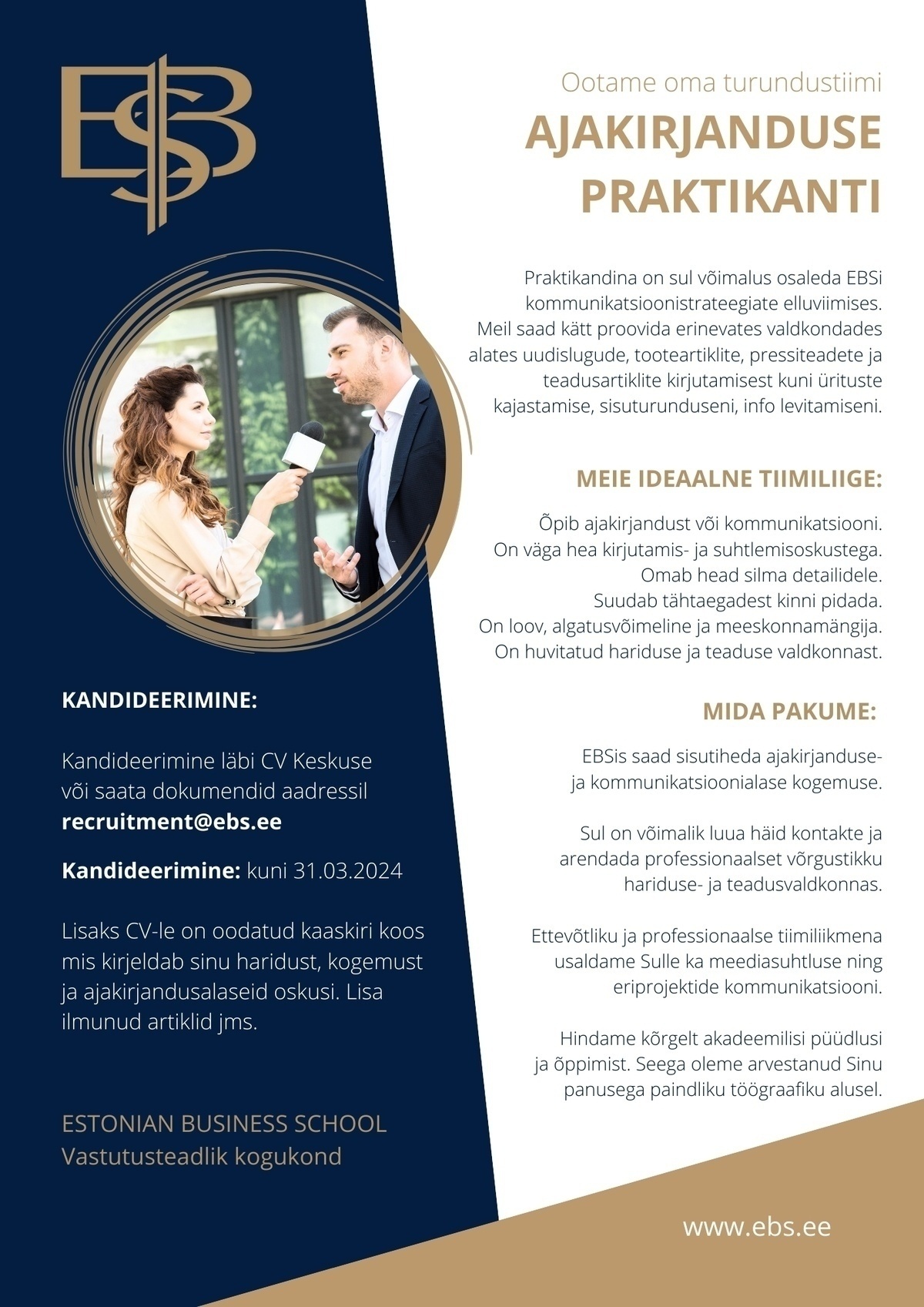 Estonian Business School SA AJAKIRJANDUSE PRAKTIKANT