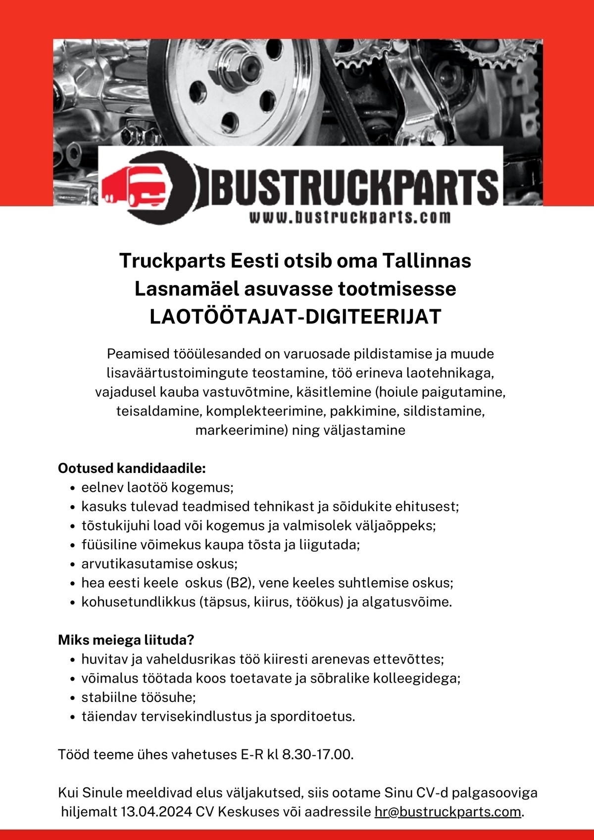 TruckParts Eesti OÜ LAOTÖÖTAJA-DIGITEERIJA