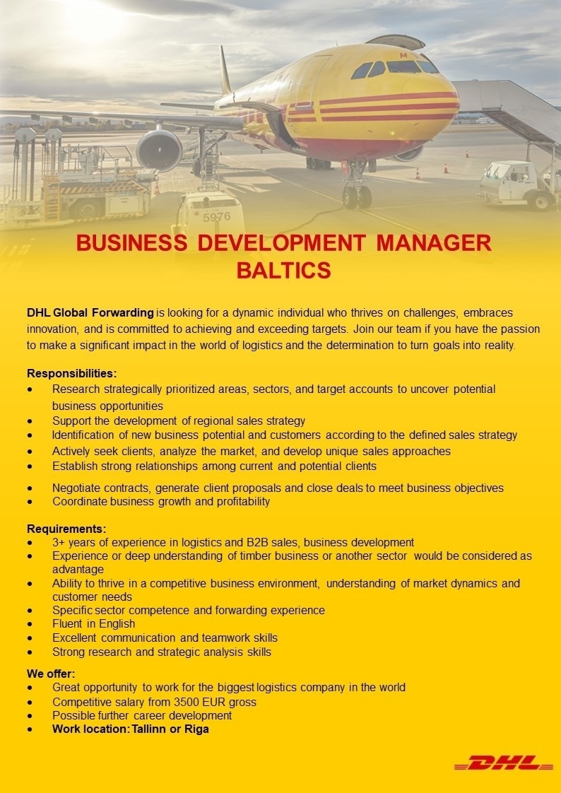 DHL LOGISTICS ESTONIA OÜ Business Development Manager Baltics