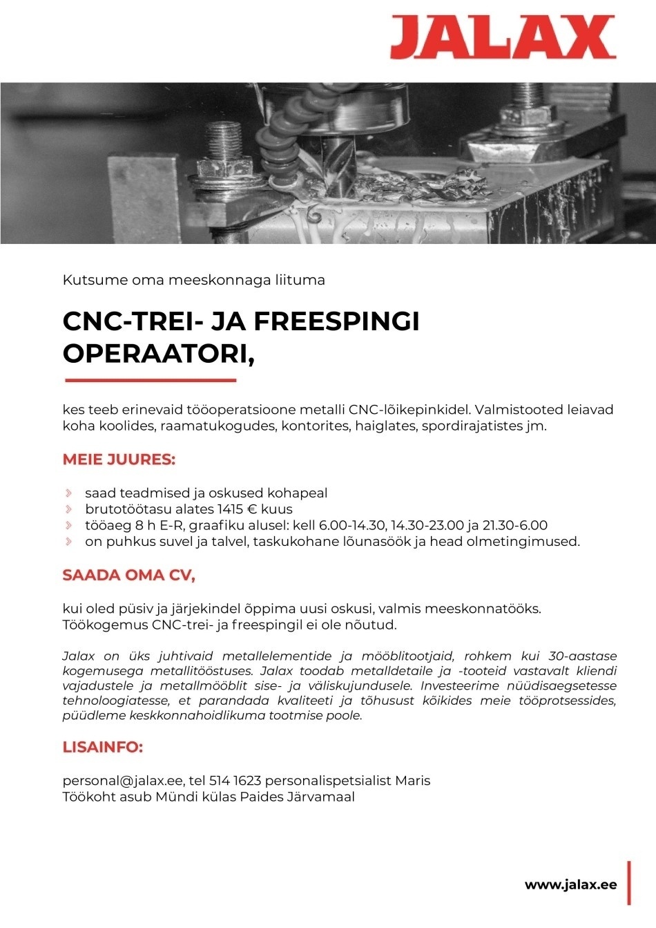 Jalax AS CNC-trei- ja freespingi operaator