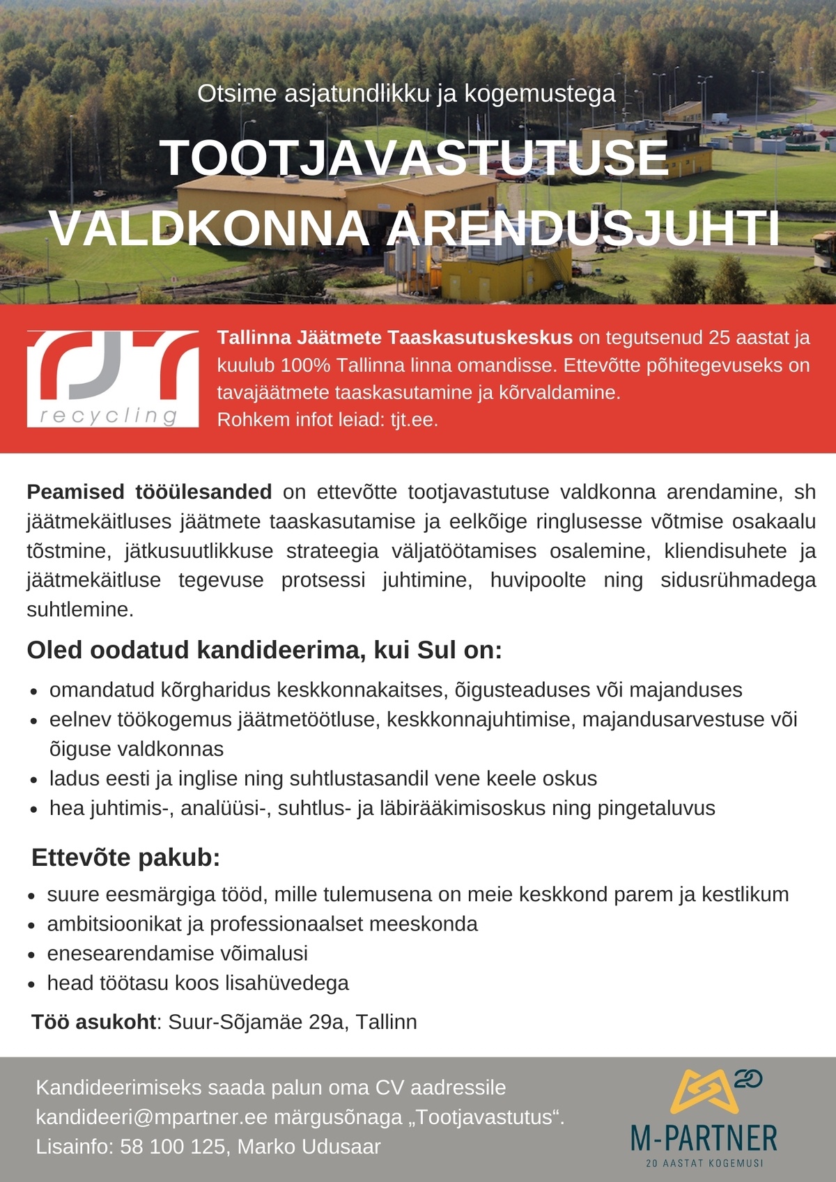 Tallinna Jäätmete Taaskasutuskeskus Tootjavastutuse valdkonna arendusjuht