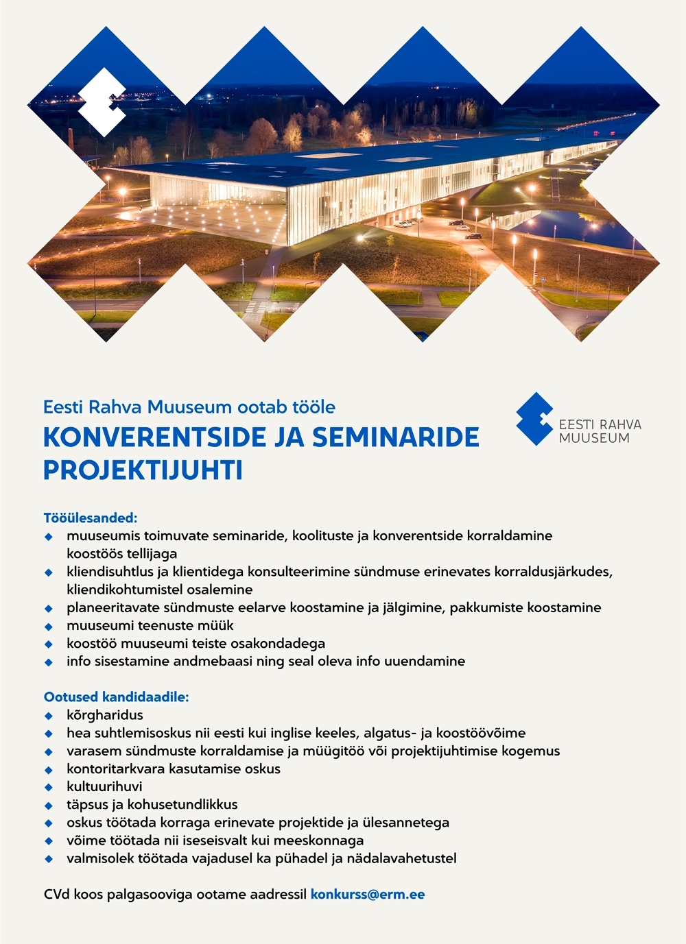 Eesti Rahva Muuseum Konverentside ja seminaride projektijuht