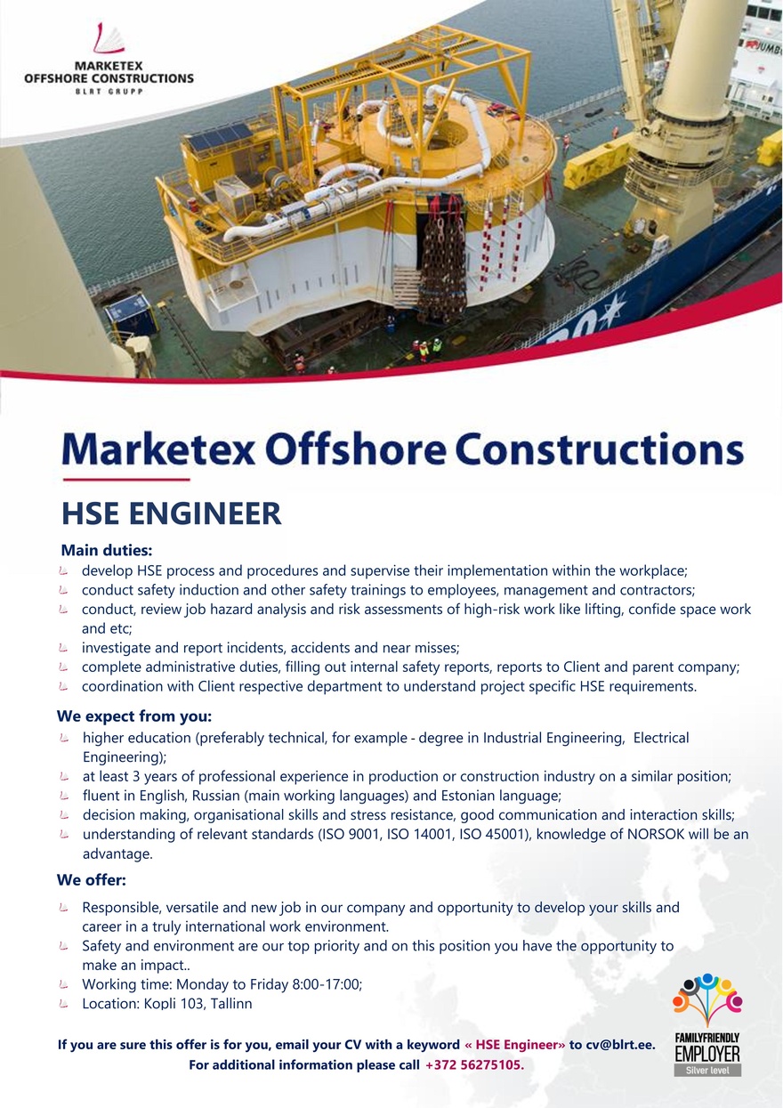 Marketex Offshore Constructions HSE engineer