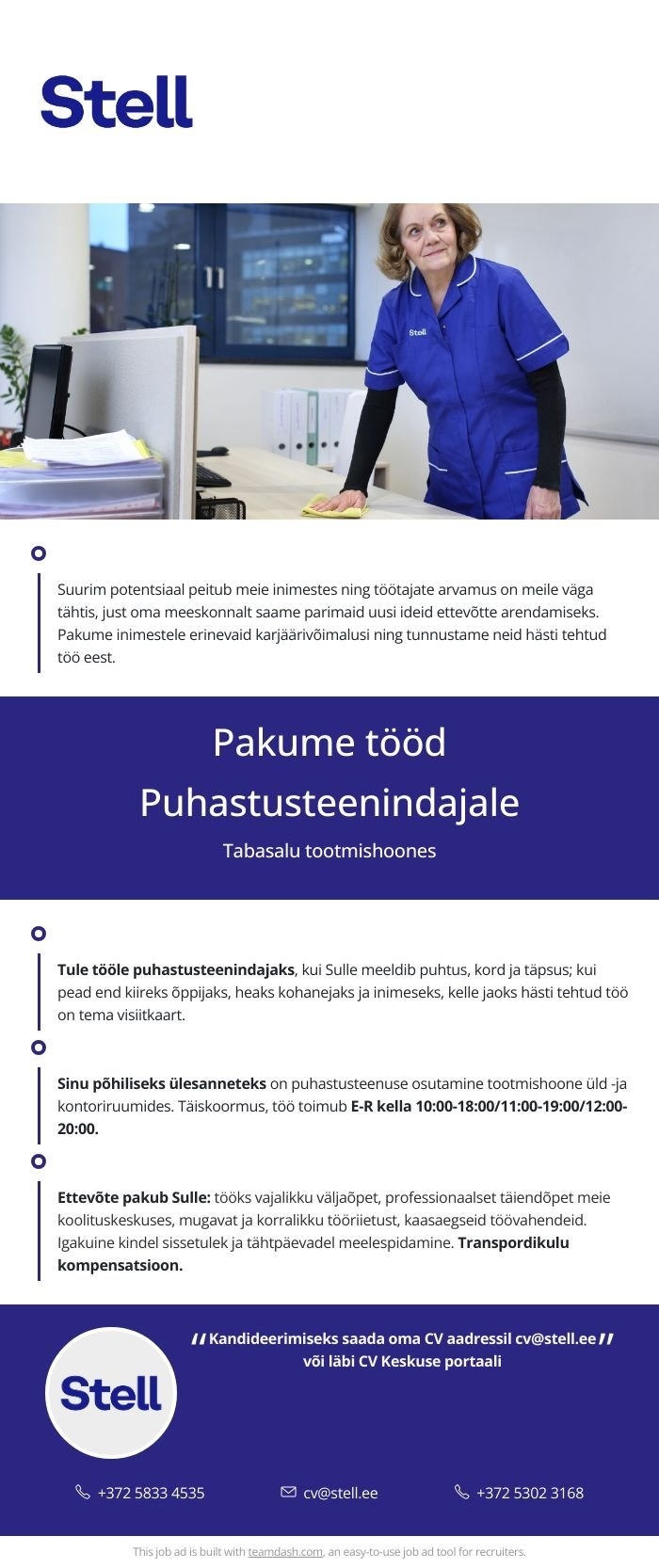 Stell Eesti AS Puhastusteenindaja Tabasalus