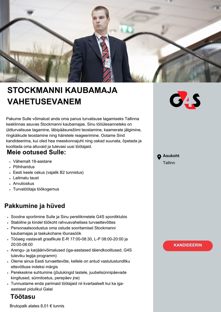 AS G4S Eesti Stockmanni kaubamaja vahetusevanem