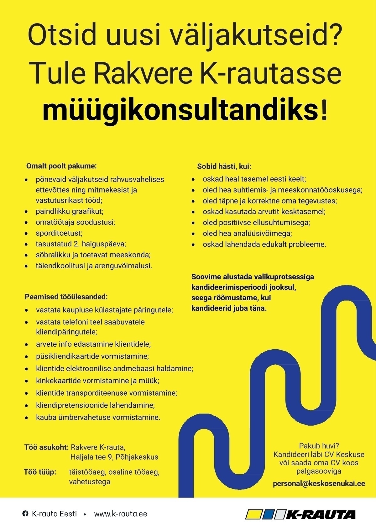 Kesko Senukai Estonia AS Müügikonsultant üldehitus osakonda Rakvere K-rautasse