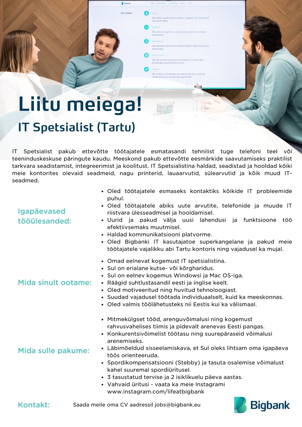 BIGBANK AS IT Support Specialist (Tartu)