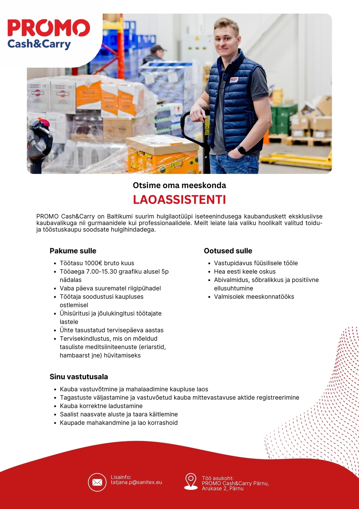 Sanitex OÜ Laoassistent Pärnu Promo Cash&Carry hulgikaupluses