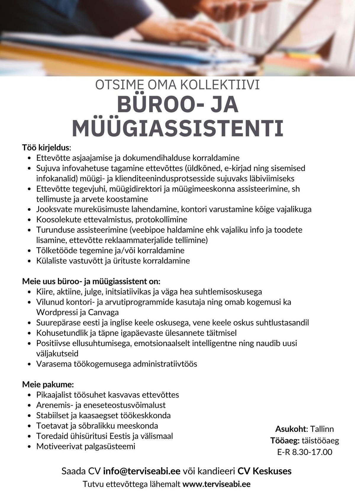 Tervise Abi OÜ Büroo- ja müügiassistent
